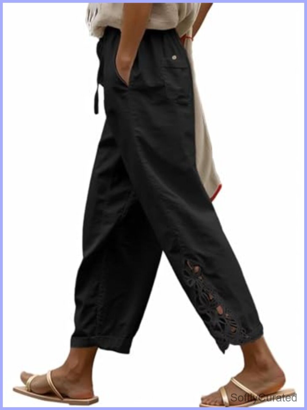 Women's Casual Palazzo Pants Wide Leg Elastic Waist Drawstring Pockets